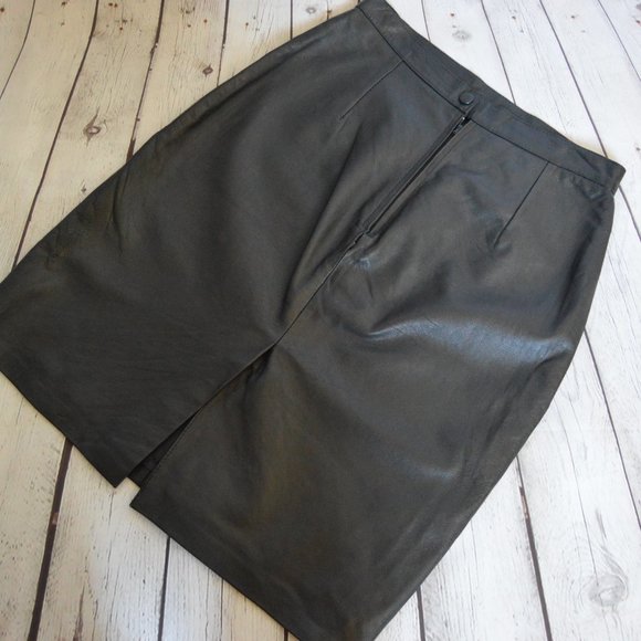 Vintage Genuine Leather Pencil Skirt with Slit - Picture 3 of 4